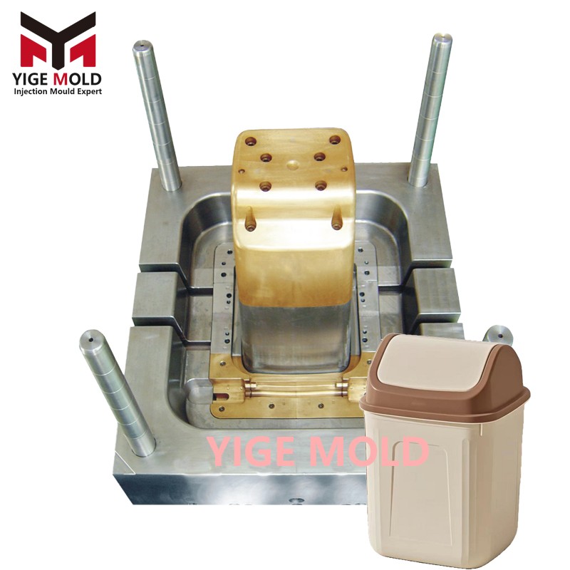 Molde para cubo de basura con tapa abatible Molde para cubo de basura con tapa abatible